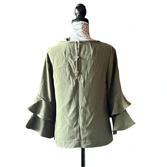 J crew green ruffle boho peasent beach coastal peasent blouse preppy capsule 0 - Picture 4 of 10